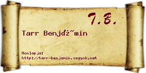 Tarr Benjámin névjegykártya
