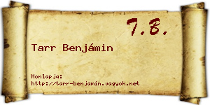 Tarr Benjámin névjegykártya